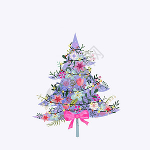 圣诞树装饰插图彩色卡通平面风格的明星装饰球概念圣诞快乐背景图片