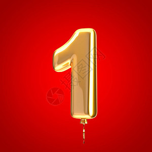 金气球字体1号3D让字母在红色背景上被隔离最好的纪念日图片