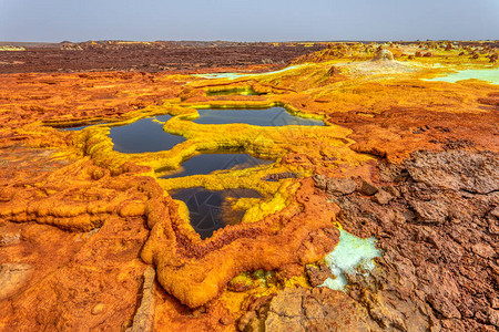 埃塞俄比亚达纳基尔萧条DallolVolcanoCrater的Dallol湖月光景等千变万化令人难以置信的抽象图片