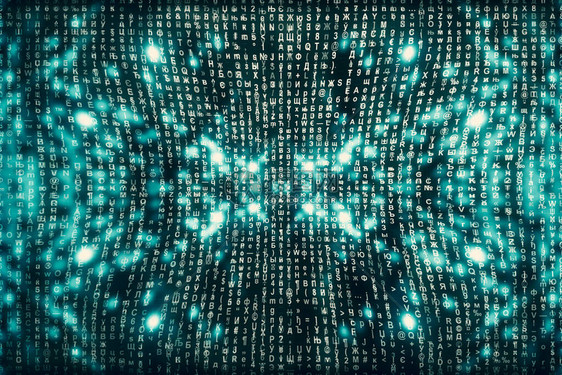 蓝色矩阵数字背景抽象的网络空间概念人物倒地来自符号流的矩阵虚拟现实设计复杂的算法数据黑客图片