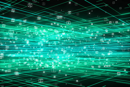 网格化Glowing线和立方体数据线和网络设计图片