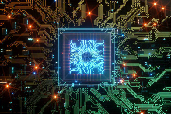 3D化成CPU技术背景带有计算机中央处理器的概念电路板数字芯片综合通信处理器复制空间copy图片