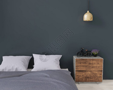 黑色和深绿色现代卧室图片
