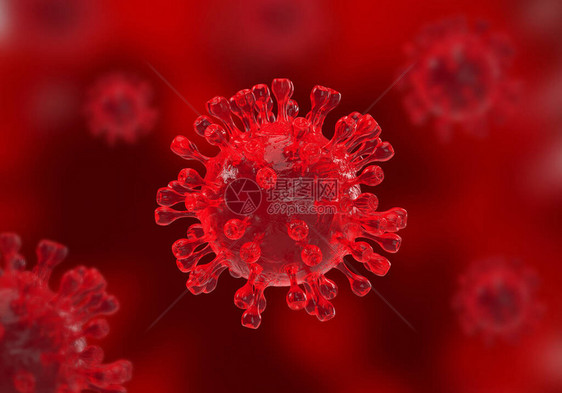 Covid19或红底2019年大流行冠状的显微镜图片