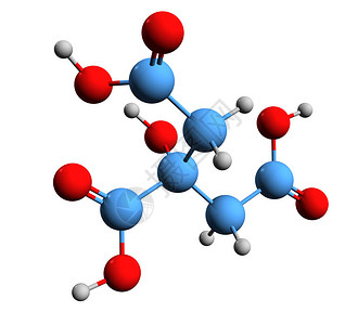 白底隔离的C6H8O7C6H8O7细胞酸骨骼配方分子化学结图片