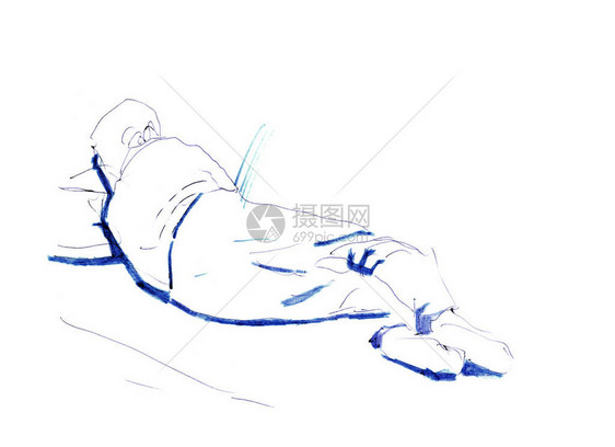 睡觉的人手绘素描图片