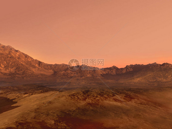 3D火星地貌以红色岩石地形成图片