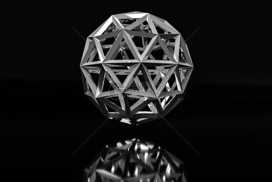 宝石状几何球的样本一个多面的球您设计的珠宝石纹理从金属球体形状中挤图片