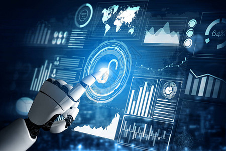 3D渲染未来机器人技术开发人工智能AI和机器概念全球机器人仿生科学研究为人图片