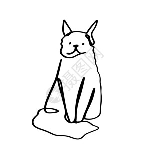 连续线可爱猫咪简单插图高清图片卡通动物豹子元素组合矢量插画高清