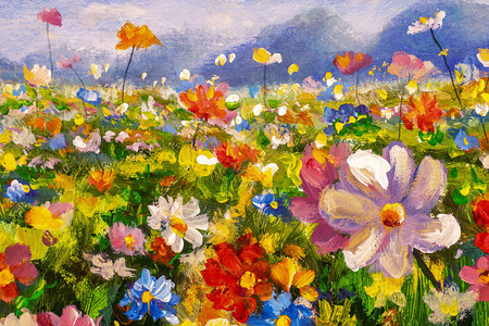 花朵绘画花粉油画淡露的印象主义油背景图片