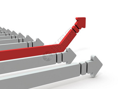 在众多箭矢中开始腾飞的箭矢它们代表了情况的改善3D渲图片