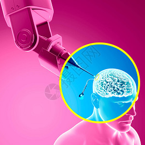 可以让你连接到人脑准备好安装在人类头骨中的Neuralink传感器图片