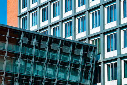 现代企业建筑玻璃廊走的抽象扭曲反射未来派塑造德国汉图片
