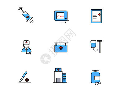 彩色图标医疗主题元素套图图片