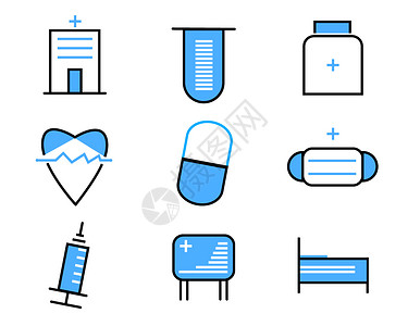 蓝色ICON图标医疗元素套图svg图标图片