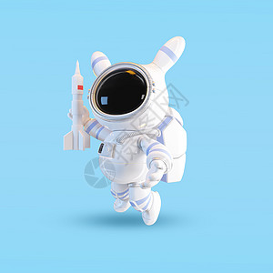 宇宙模型宇航员兔子c4d模型插画