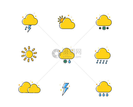 MBE风格天气主题元素套图svg图标​图片