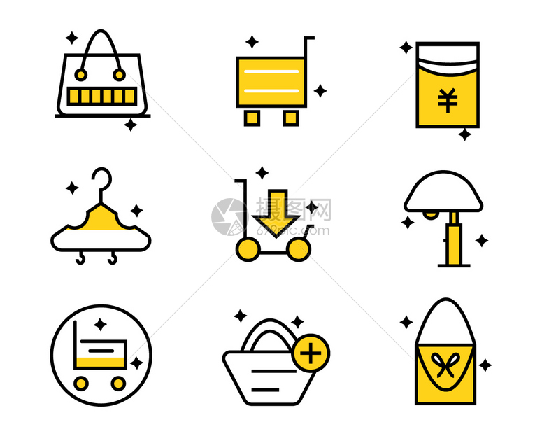 黄色ICON图标购物元素套图svg图标图片