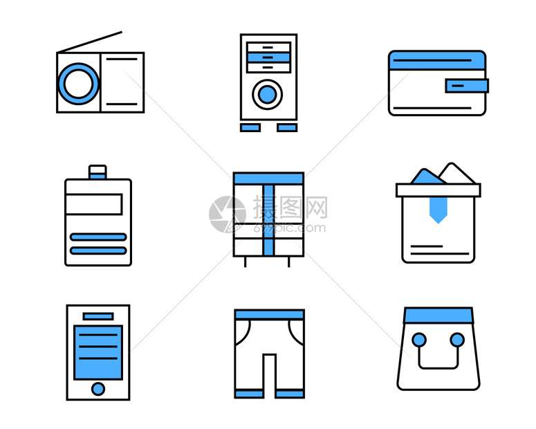 蓝色图标购物元素图片