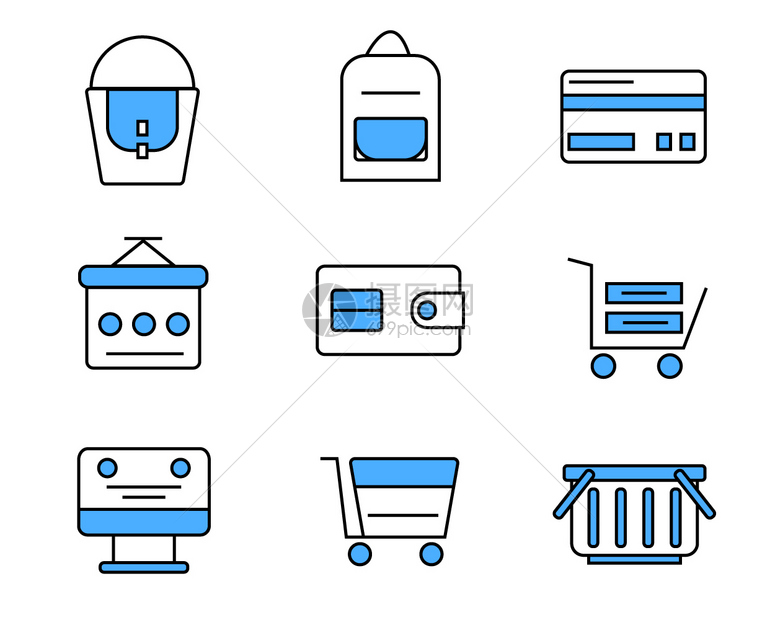 蓝色图标购物生活类套图svg图标图片