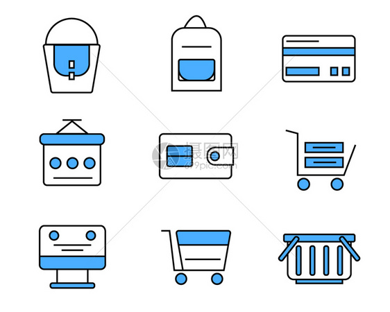 蓝色图标购物生活类套图svg图标图片