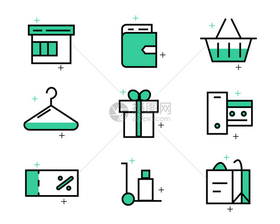 绿色ICON图标购物元素套图svg图标图片