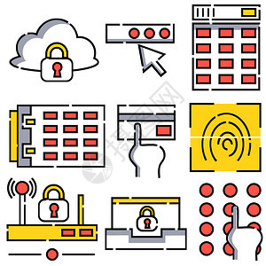 计算机安全锁定线性图标icon图片