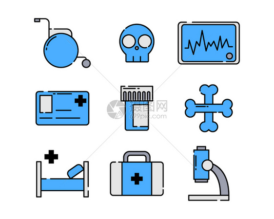 蓝色医疗主题医疗箱显微镜套图图片