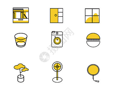 黄色生活主题SVG元素图标套图图片