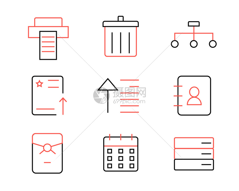 红色ICON图标商务元素套图svg图标图片