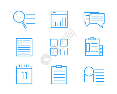 蓝色ICON图标商务元素线性套图svg图标图片