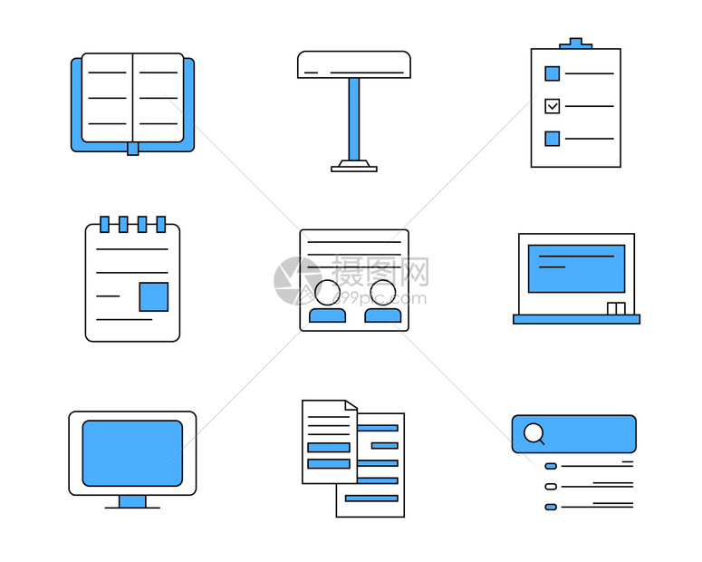 蓝色ICON图标商务文件元素套图svg图标图片