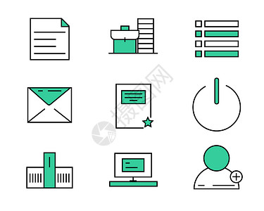 办公室绿色绿色ICON图标商务套图svg图标插画