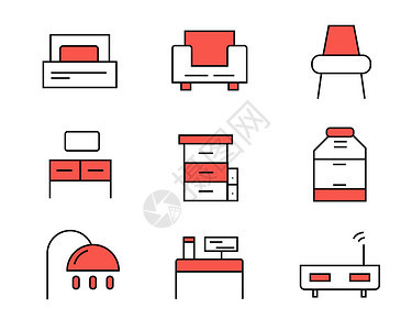 红色生活元素ICON图标图片