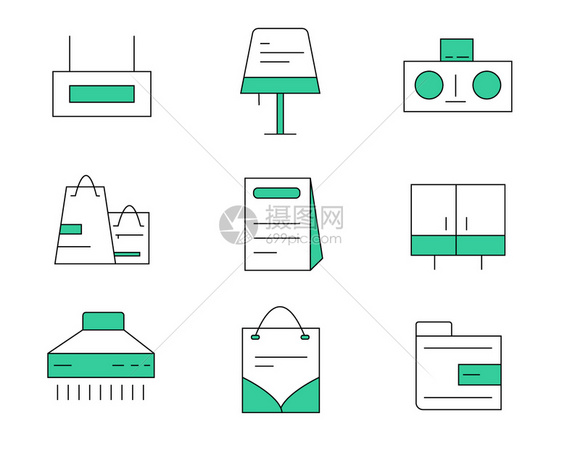 绿色ICON图标购物元素套图svg图标图片