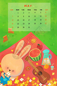 2023年兔年五月日历背景图片