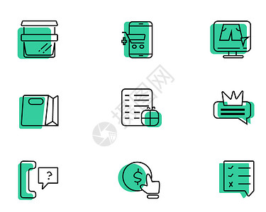会员绿色商店购物主题矢量元素套图插画