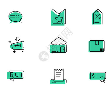 绿色咨询购物主题矢量元素套图图片