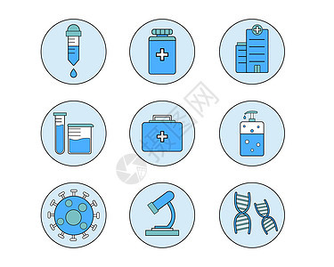 蓝绿色系滴管药瓶医院矢量元素套图图片