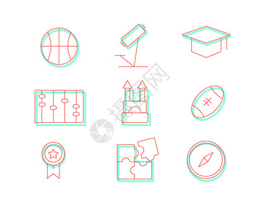 红嫁衣红绿色教育SVG元素图标套图插画