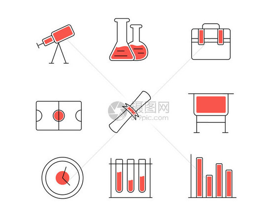 红色实验SVG元素图标套图图片