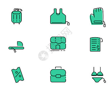 绿色行李箱购物主题矢量元素套图图片