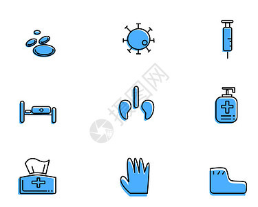 蓝色细胞医疗主题矢量元素套图图片