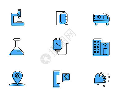 蓝色医疗主题矢量元素套图图片