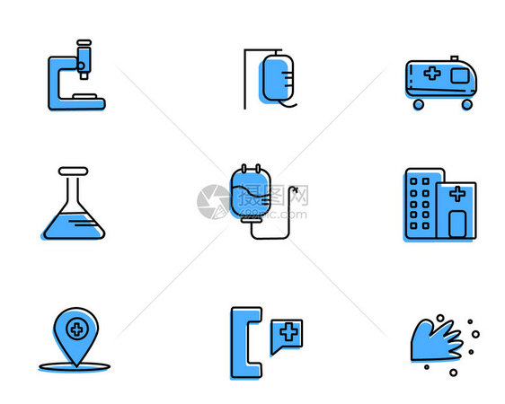 蓝色医疗主题矢量元素套图图片