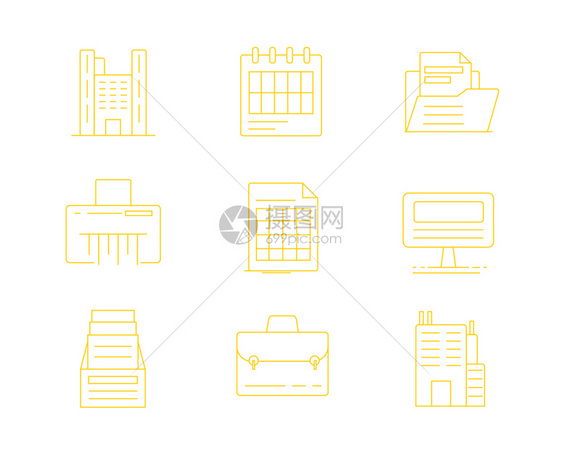 黄色ICON图标办公SVG图标元素套图图片