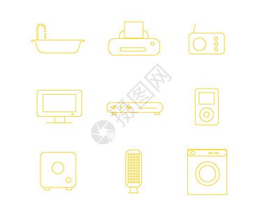黄色线性家用电器图标svg图标元素套图高清图片