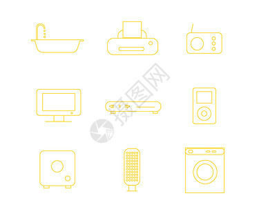 黄色线性家用电器图标svg图标元素套图图片