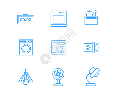 蓝色家用电器图标闹钟svg图标元素套图高清图片